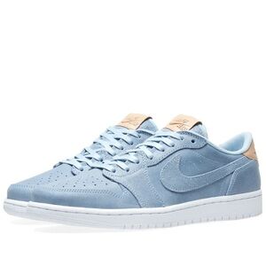 Nike Air Jordan 1 Retro Low OG Premium Suede Ice Blue Vachetta Tan Sneakers